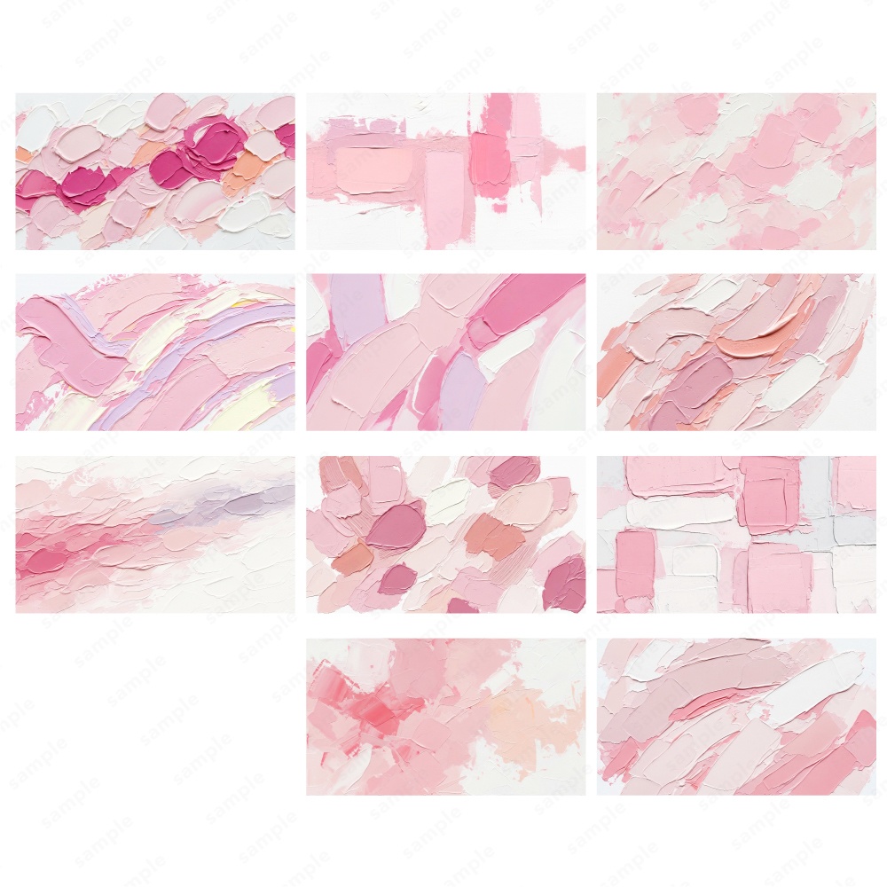 【背景素材】ピンクの油絵インクのおしゃれなアートテクスチャ50枚セット