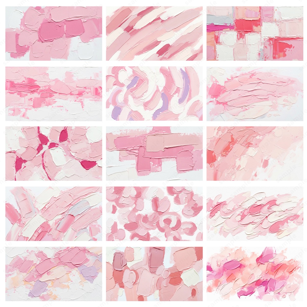 【背景素材】ピンクの油絵インクのおしゃれなアートテクスチャ50枚セット