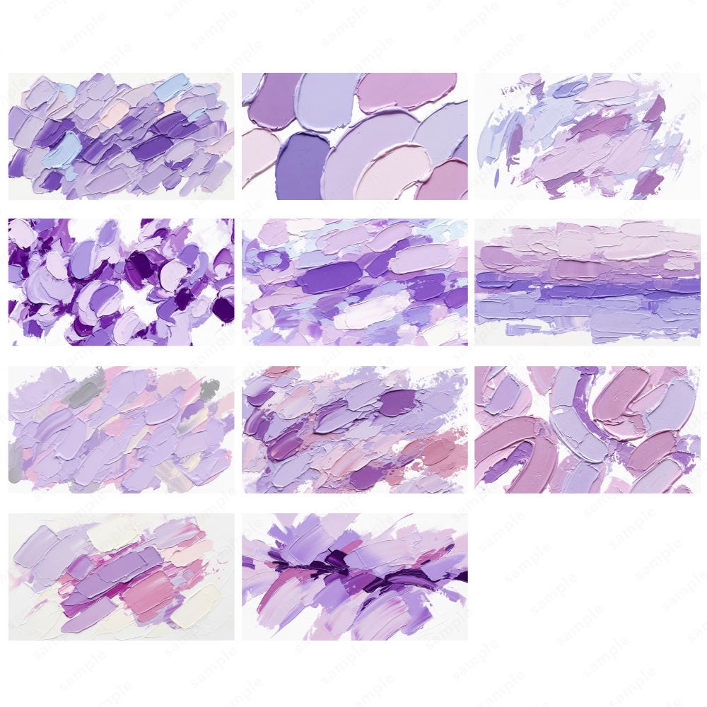 【背景素材】パープルの油絵インクのおしゃれなアートテクスチャ50枚セット
