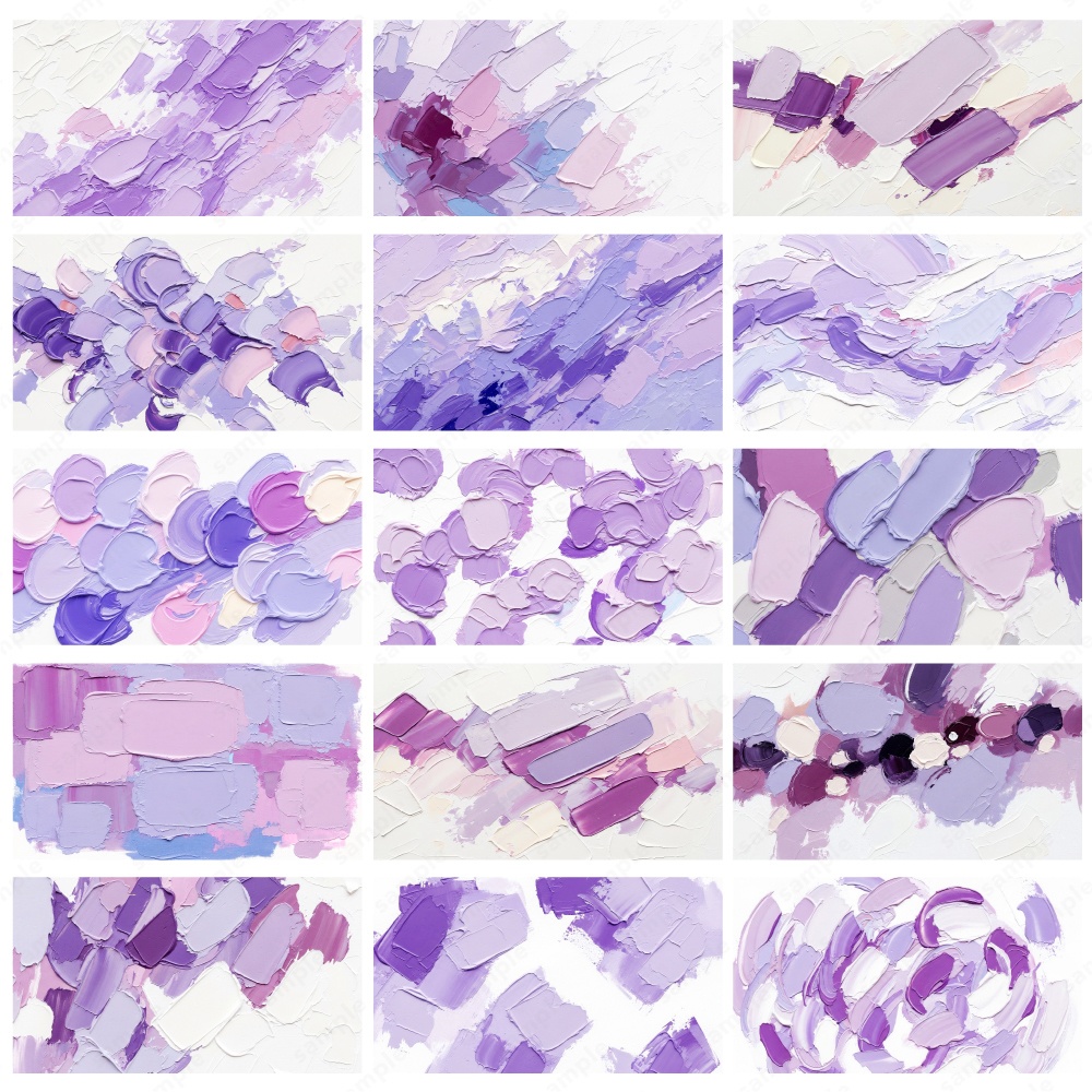 【背景素材】パープルの油絵インクのおしゃれなアートテクスチャ50枚セット