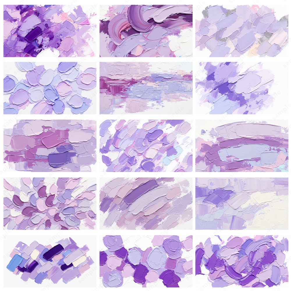 【背景素材】パープルの油絵インクのおしゃれなアートテクスチャ50枚セット