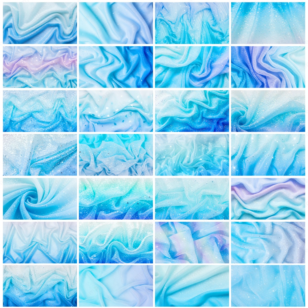 【背景素材】ブルーの幻想的なキラキラオーガンジー生地テクスチャ100枚セット