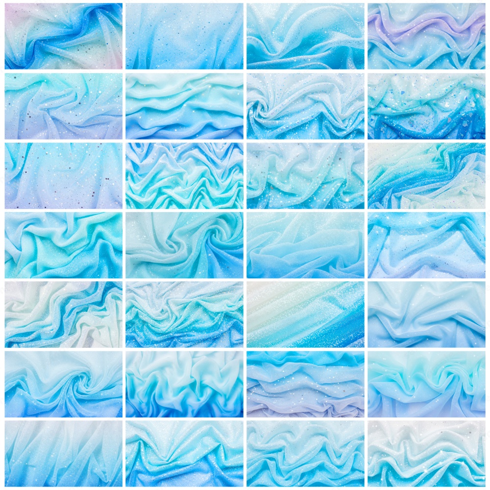 【背景素材】ブルーの幻想的なキラキラオーガンジー生地テクスチャ100枚セット