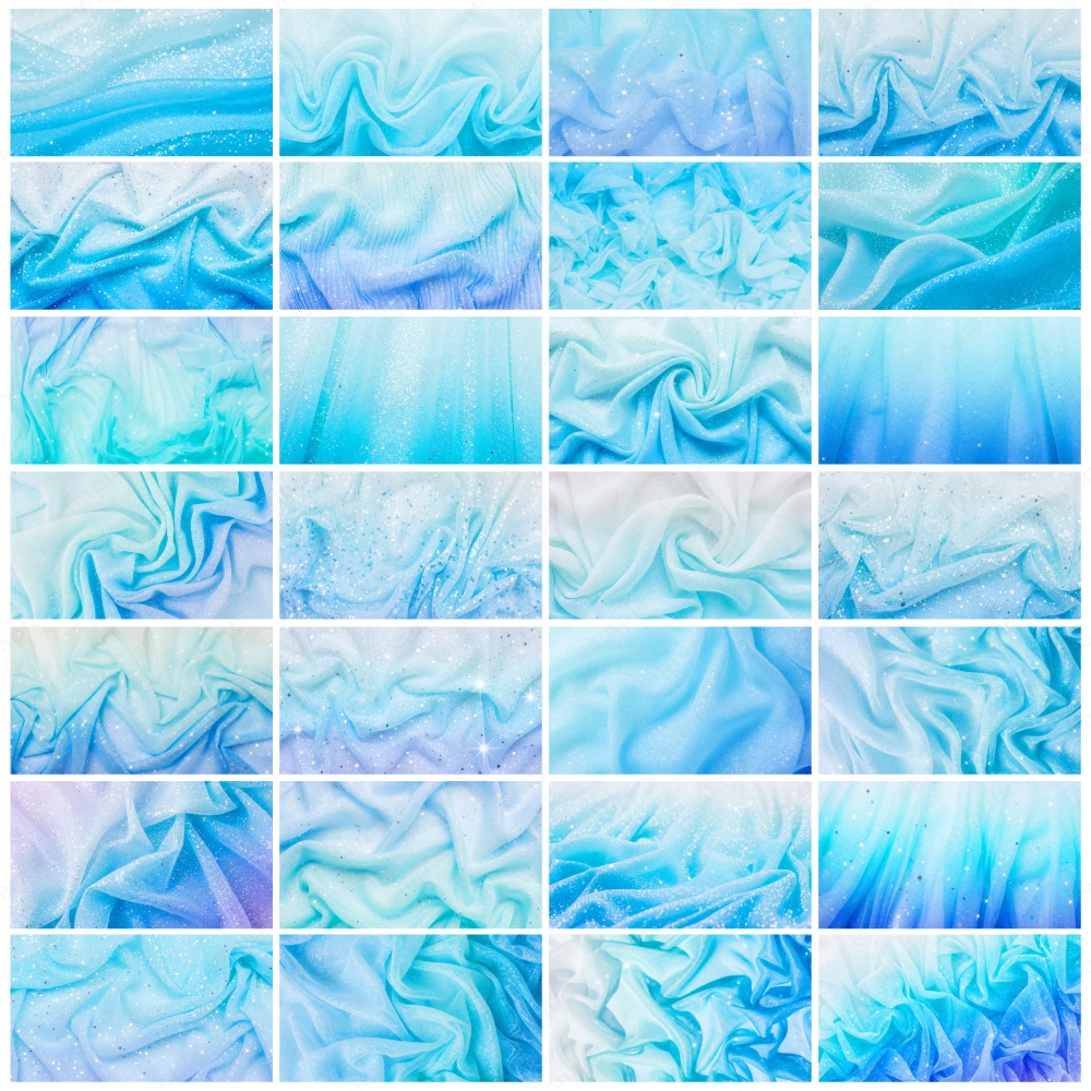 【背景素材】ブルーの幻想的なキラキラオーガンジー生地テクスチャ100枚セット