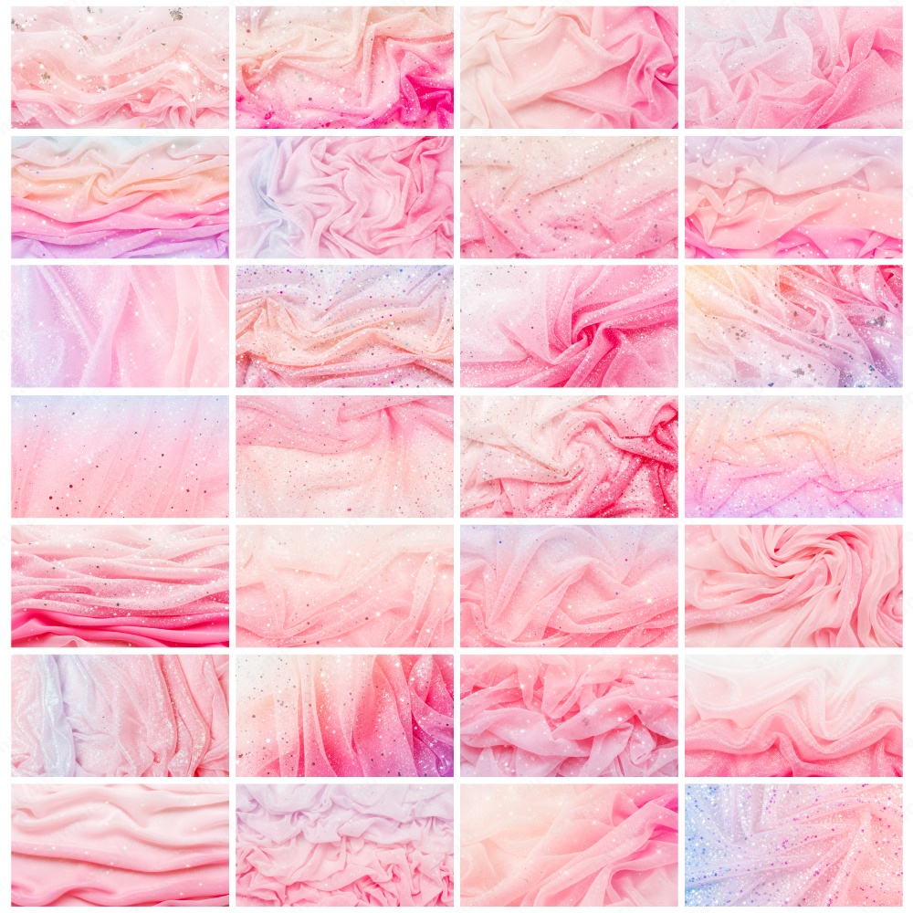 【背景素材】ピンクの幻想的なキラキラオーガンジー生地テクスチャ100枚セット