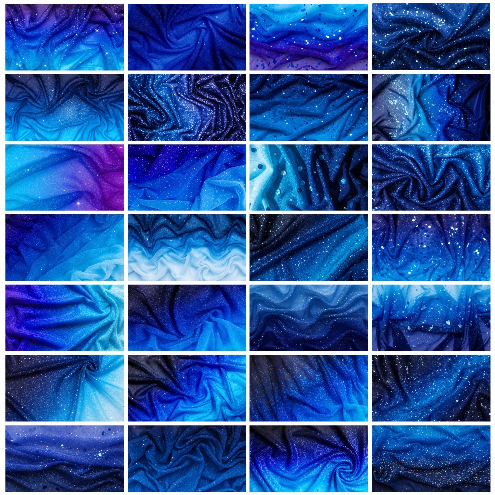 【背景素材】ディープブルーの幻想的なキラキラオーガンジー生地テクスチャ100枚セット