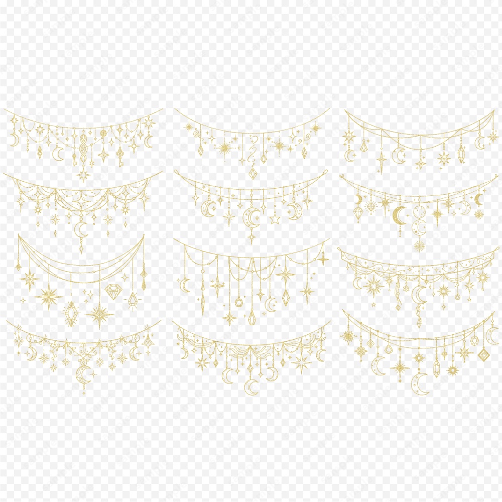 幻想的な宝石や星と月モチーフのガーランド100パターン / 4色セット