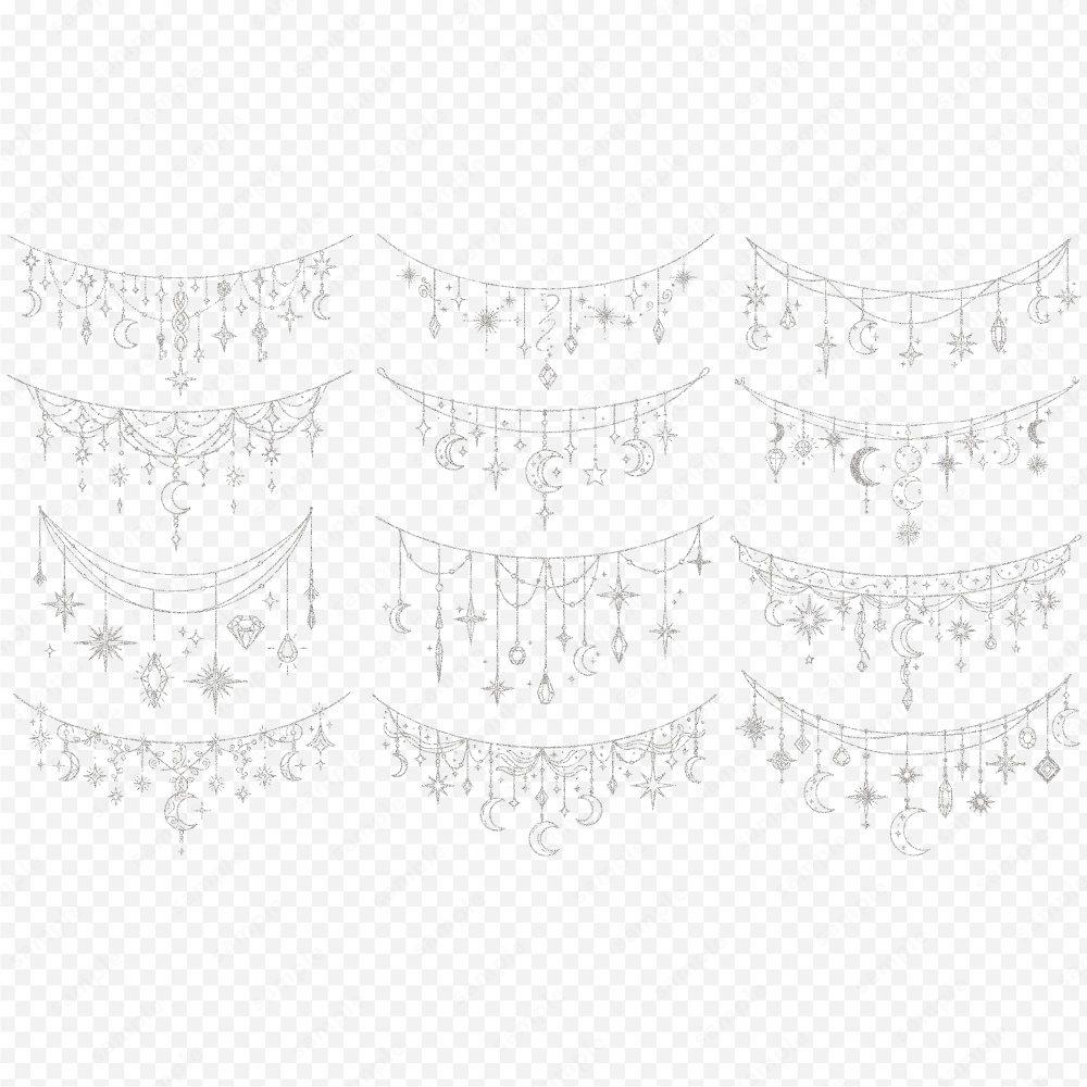 幻想的な宝石や星と月モチーフのガーランド100パターン / 4色セット