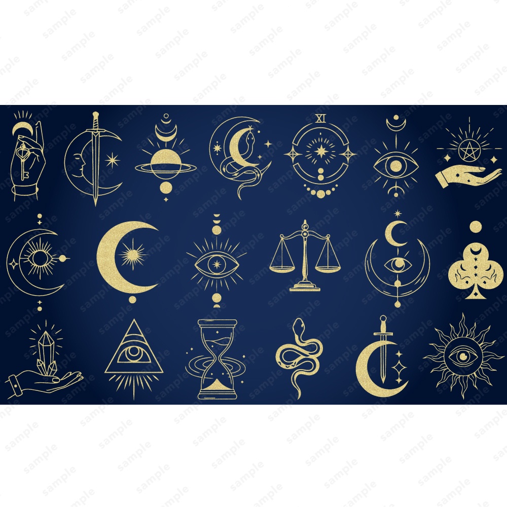 神秘的なタロットモチーフのシンボルイラスト140パターン / 4色セット