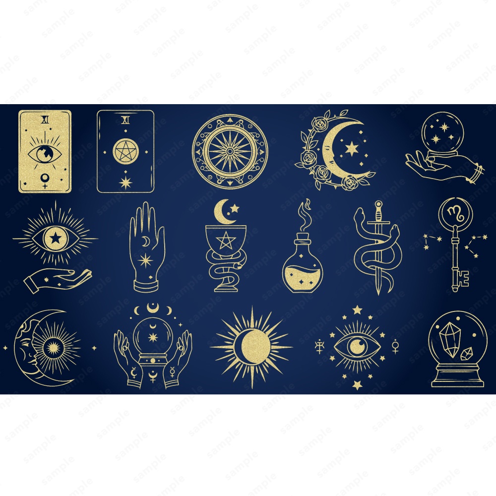 神秘的なタロットモチーフのシンボルイラスト140パターン / 4色セット