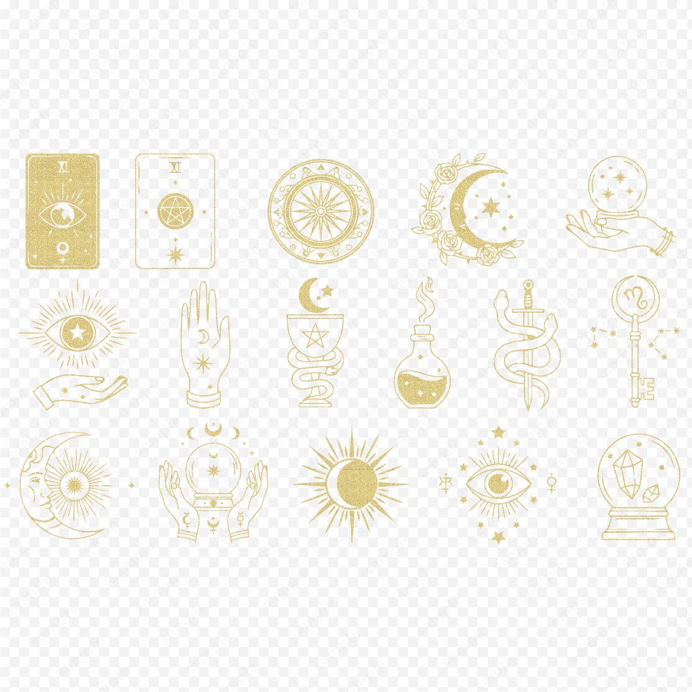 神秘的なタロットモチーフのシンボルイラスト140パターン / 4色セット