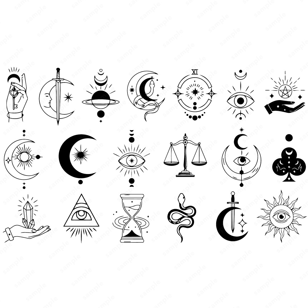 神秘的なタロットモチーフのシンボルイラスト140パターン / 4色セット