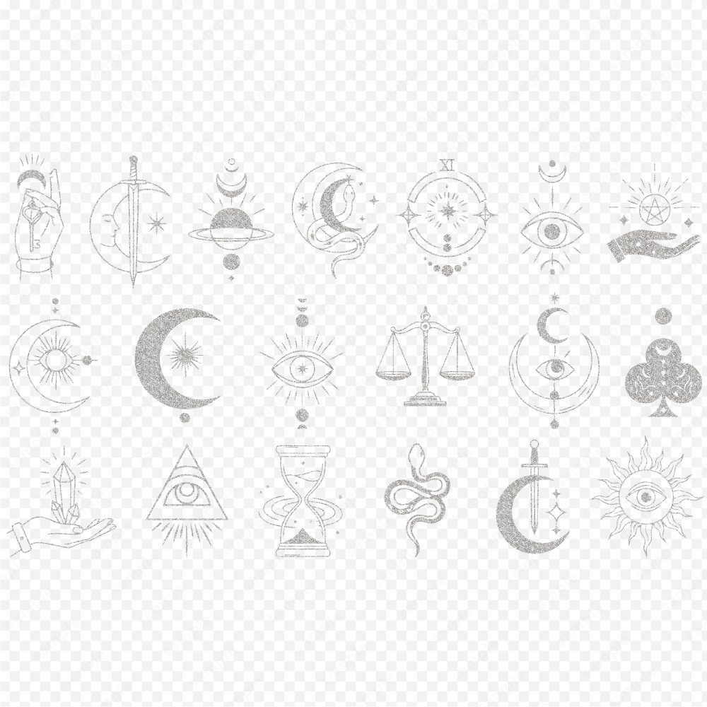 神秘的なタロットモチーフのシンボルイラスト140パターン / 4色セット