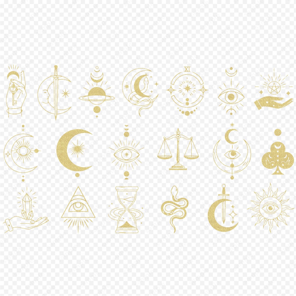 神秘的なタロットモチーフのシンボルイラスト140パターン / 4色セット