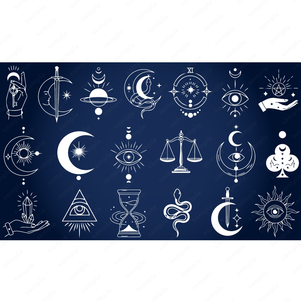 神秘的なタロットモチーフのシンボルイラスト140パターン / 4色セット