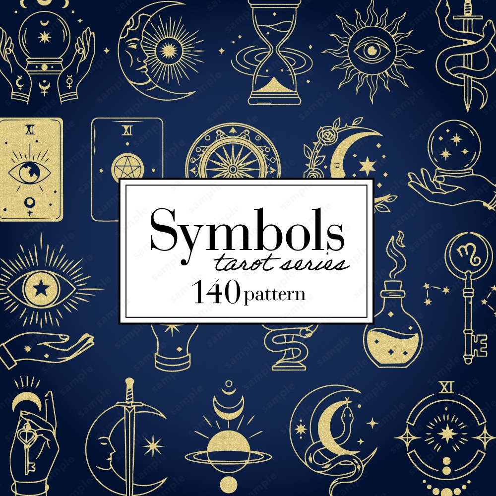 神秘的なタロットモチーフのシンボルイラスト140パターン / 4色セット
