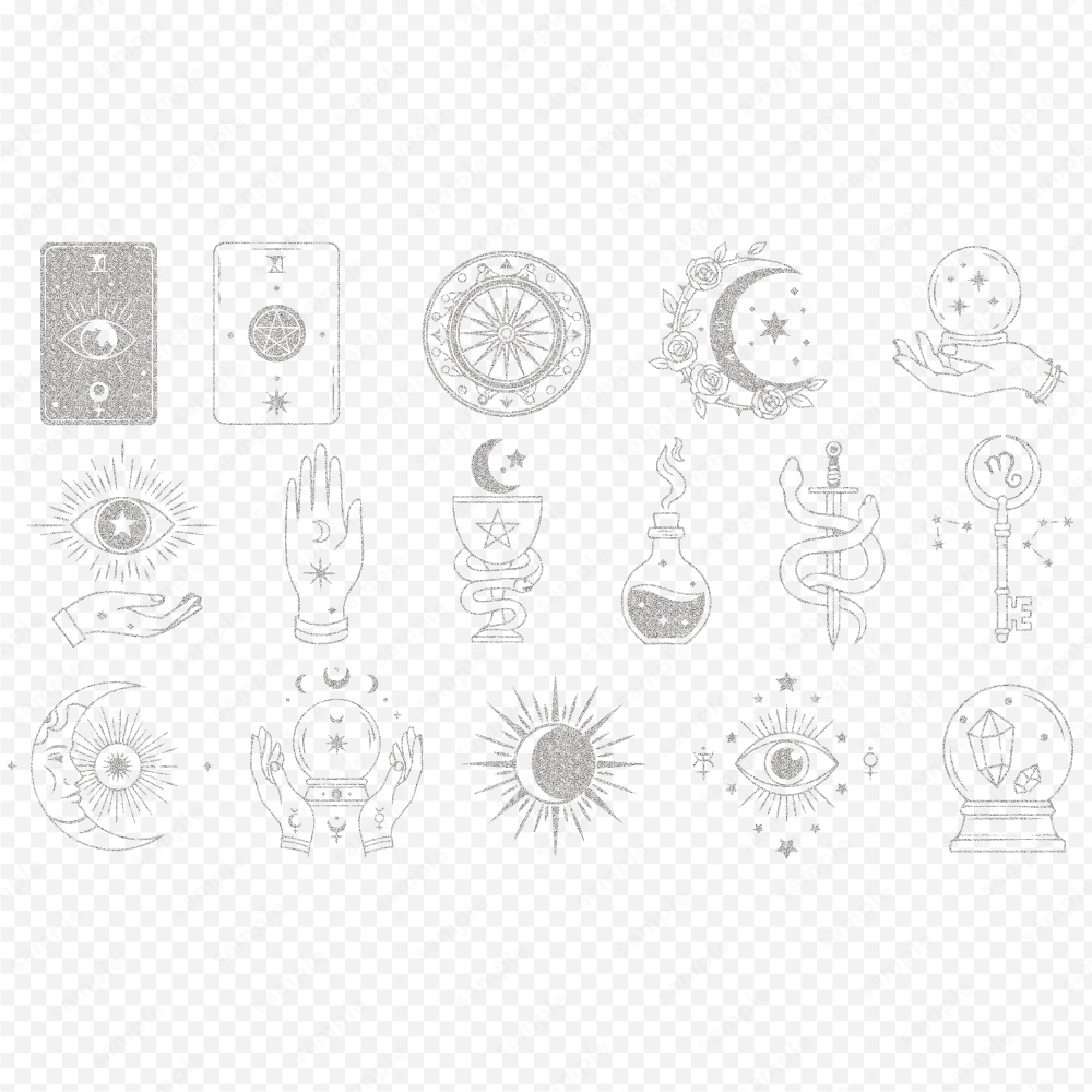 神秘的なタロットモチーフのシンボルイラスト140パターン / 4色セット