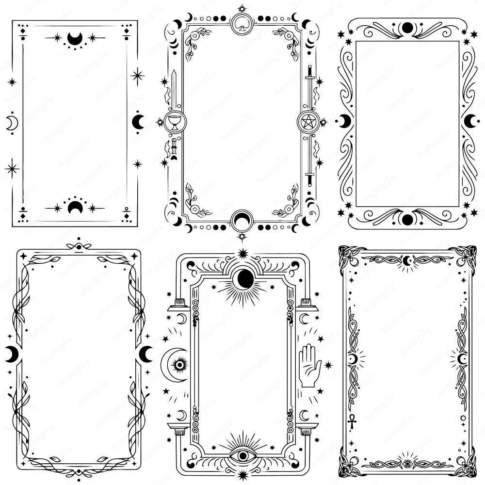 神秘的なタロットモチーフのフレーム100パターン / 4色セット