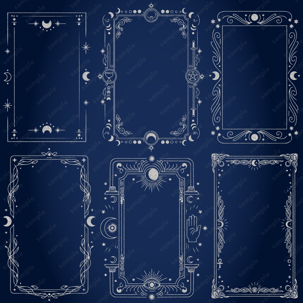 神秘的なタロットモチーフのフレーム100パターン / 4色セット