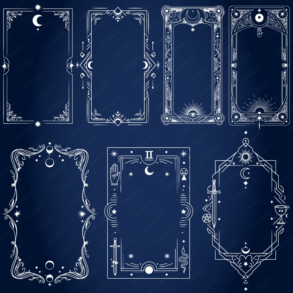 神秘的なタロットモチーフのフレーム100パターン / 4色セット