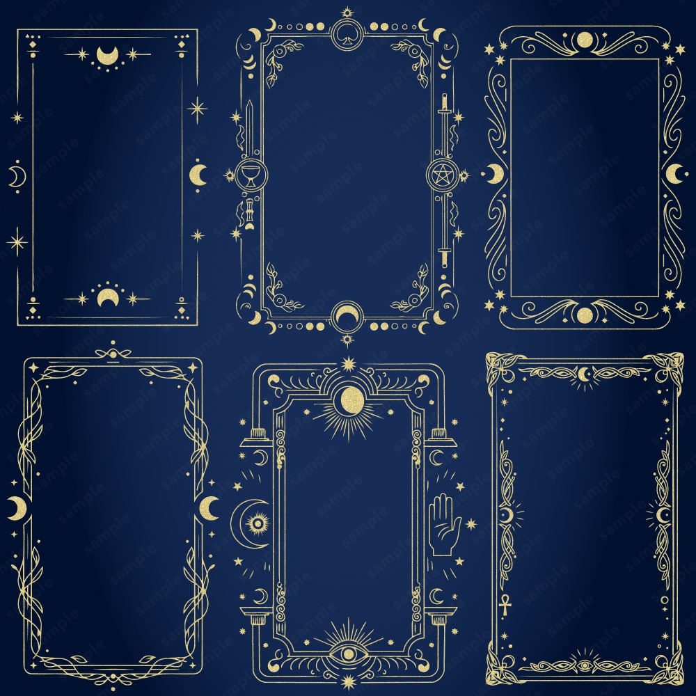 神秘的なタロットモチーフのフレーム100パターン / 4色セット
