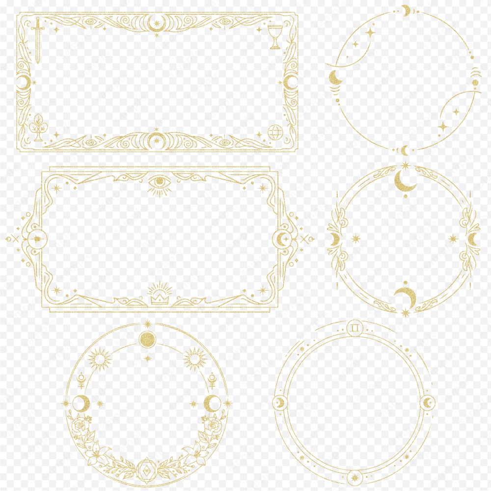 神秘的なタロットモチーフのフレーム100パターン / 4色セット