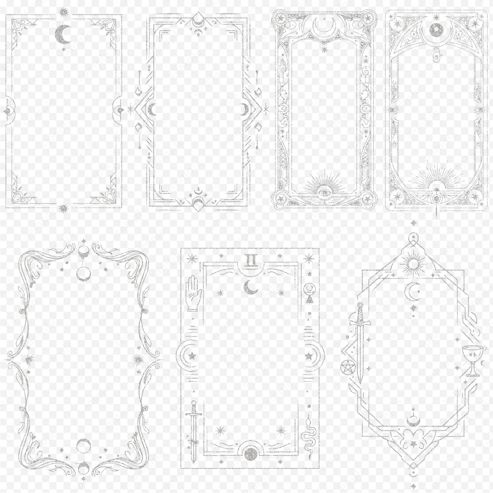 神秘的なタロットモチーフのフレーム100パターン / 4色セット