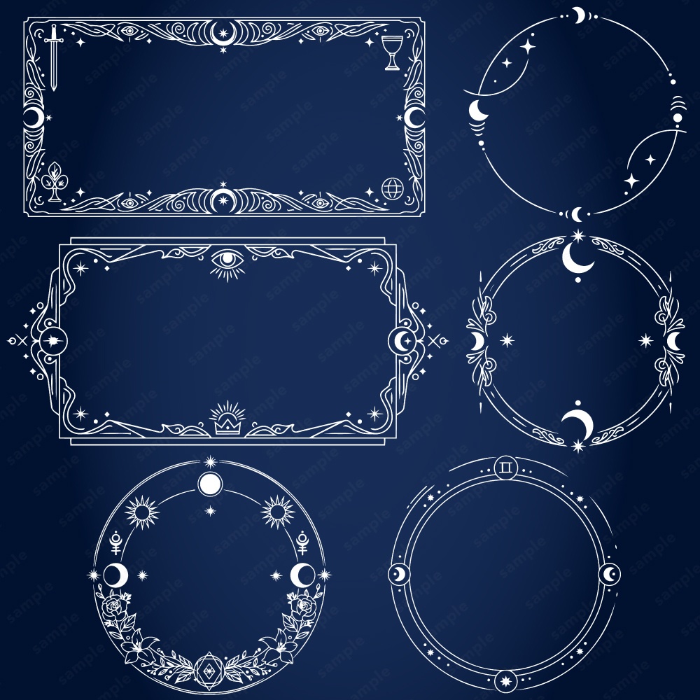 神秘的なタロットモチーフのフレーム100パターン / 4色セット