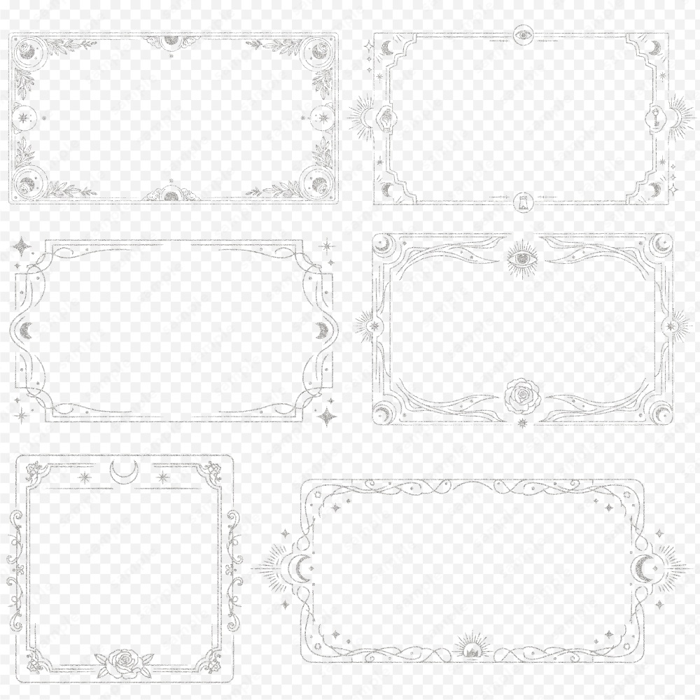 神秘的なタロットモチーフのフレーム100パターン / 4色セット