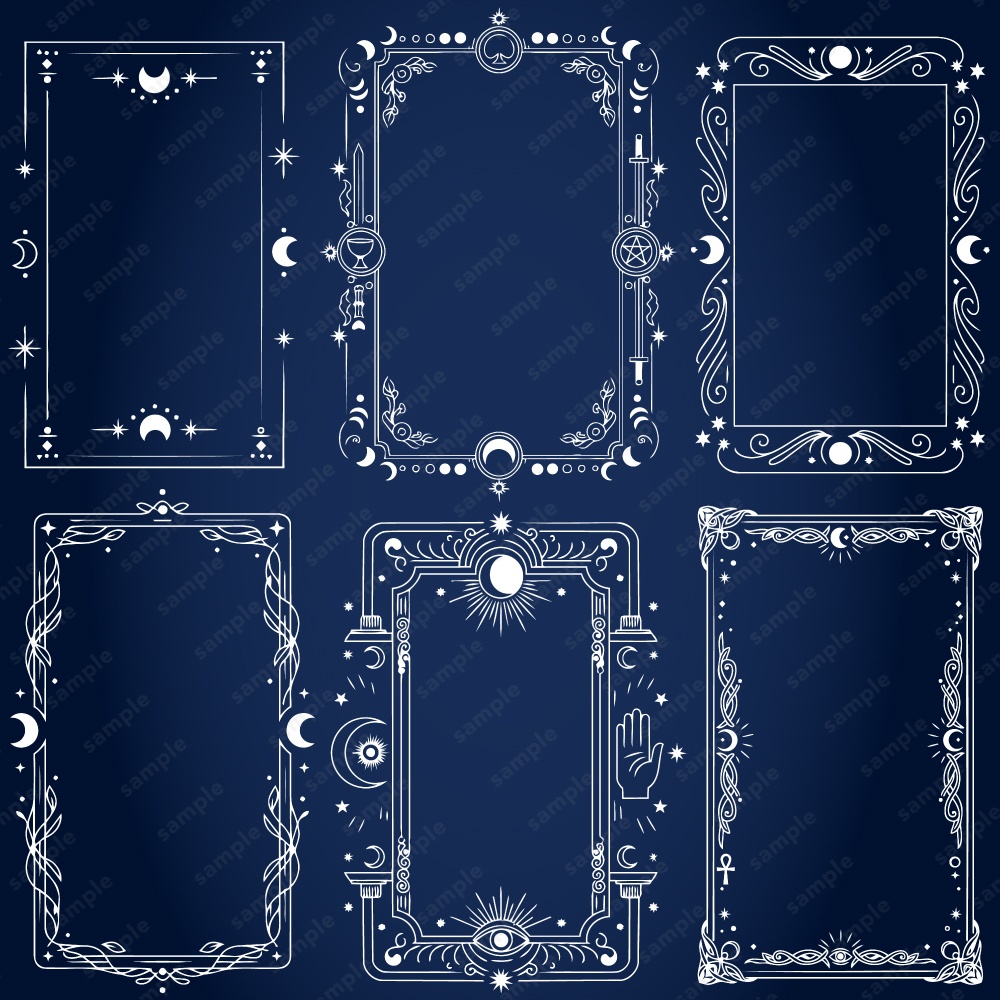 神秘的なタロットモチーフのフレーム100パターン / 4色セット