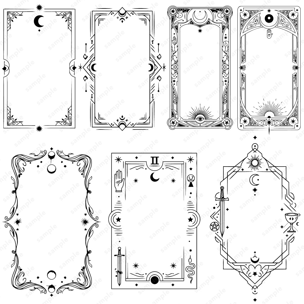 神秘的なタロットモチーフのフレーム100パターン / 4色セット
