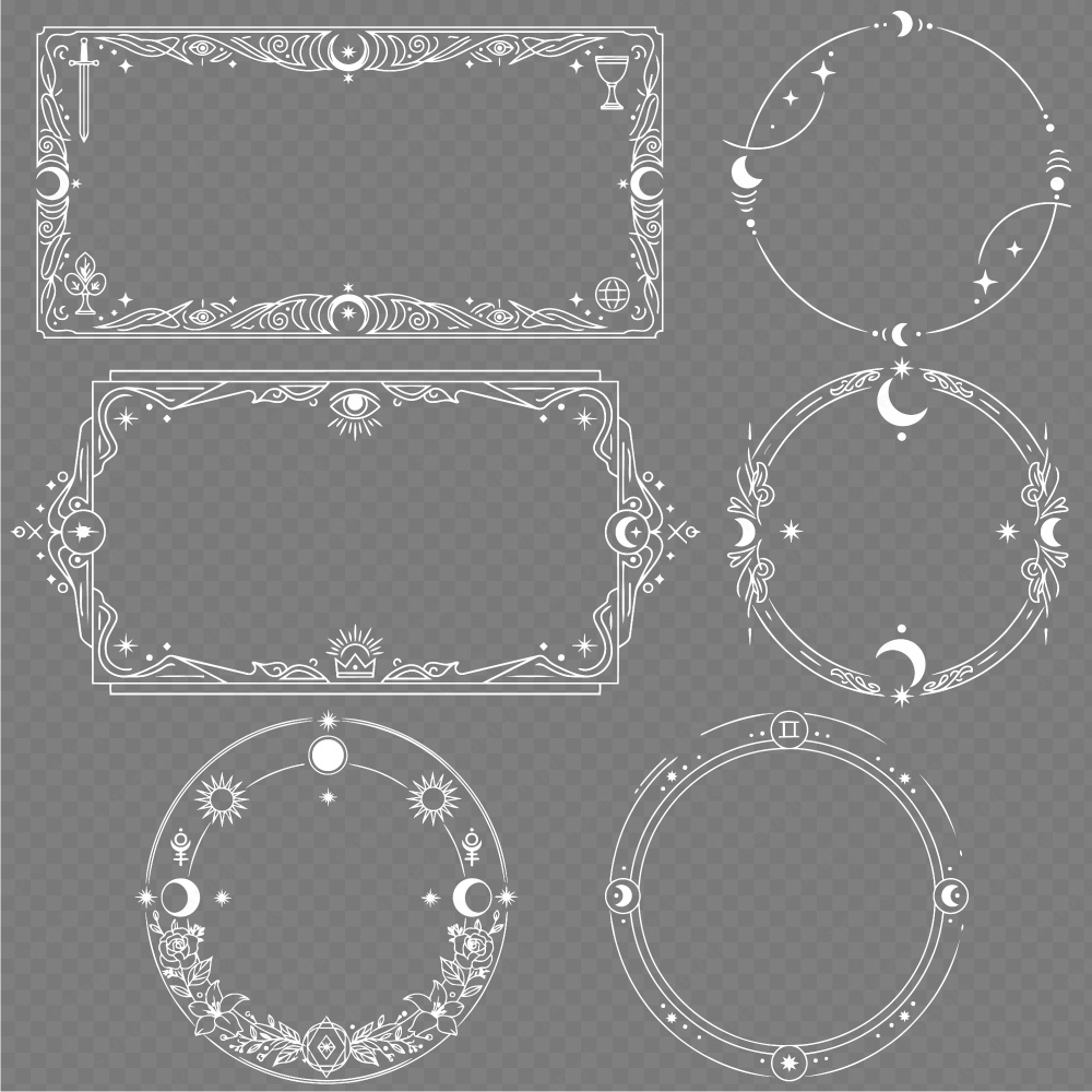 神秘的なタロットモチーフのフレーム100パターン / 4色セット