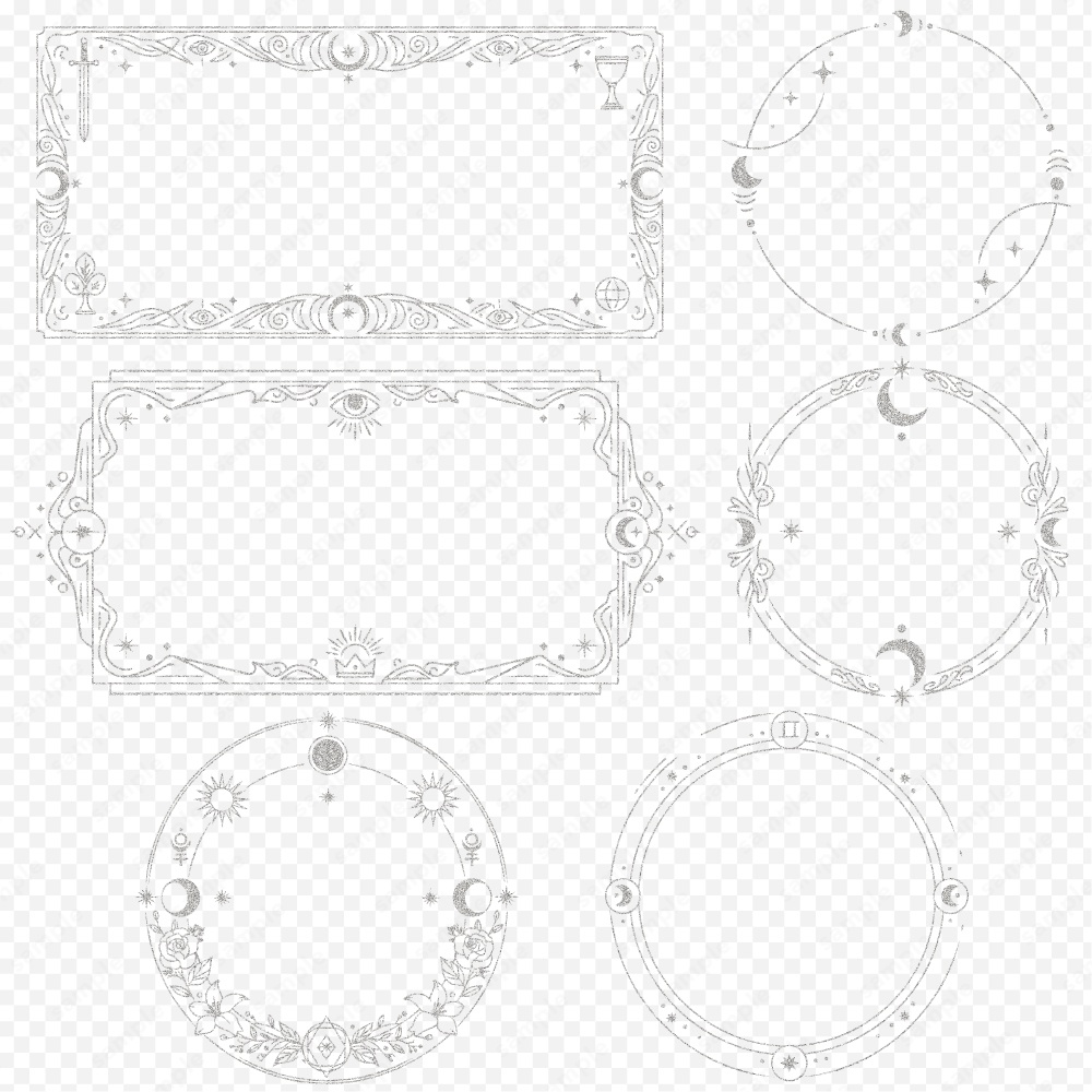 神秘的なタロットモチーフのフレーム100パターン / 4色セット