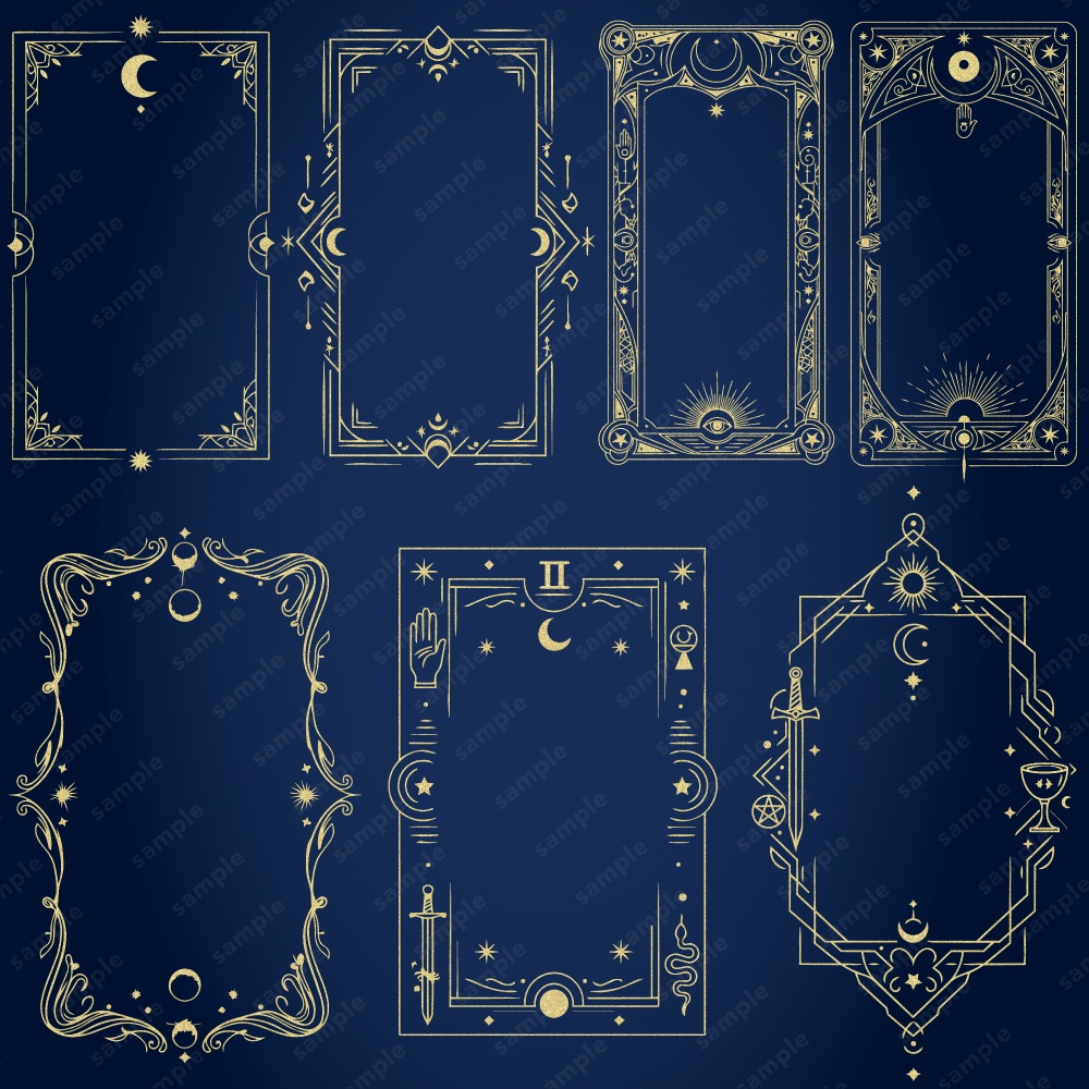 神秘的なタロットモチーフのフレーム100パターン / 4色セット