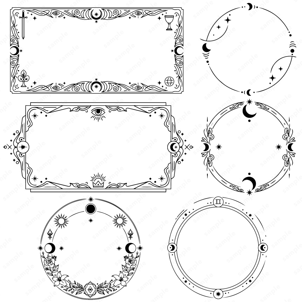 神秘的なタロットモチーフのフレーム100パターン / 4色セット
