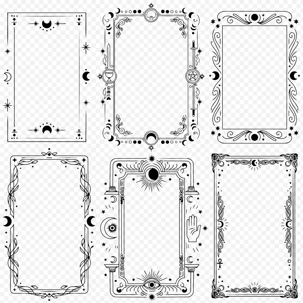 神秘的なタロットモチーフのフレーム100パターン / 4色セット