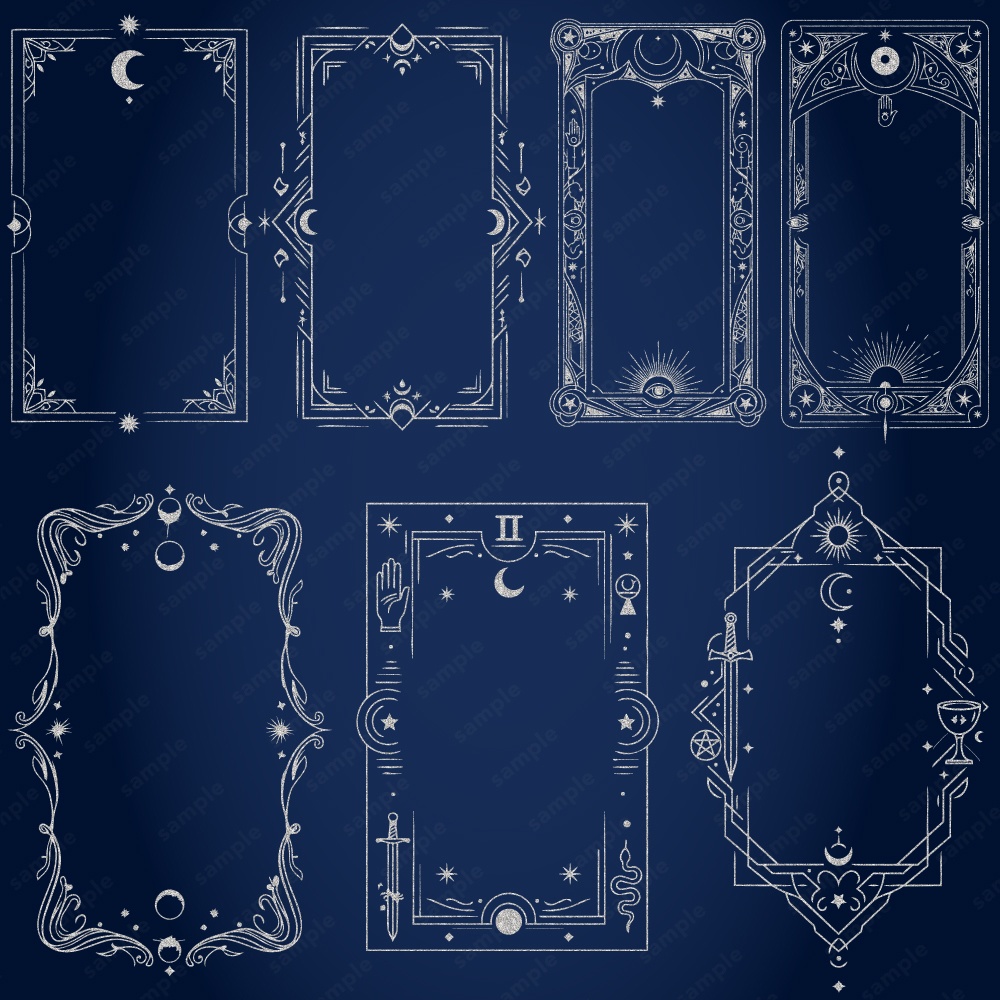 神秘的なタロットモチーフのフレーム100パターン / 4色セット