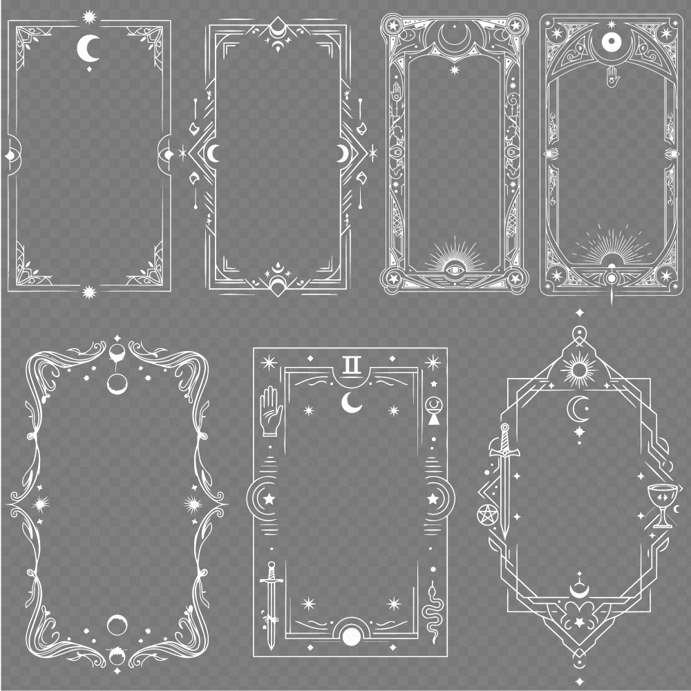 神秘的なタロットモチーフのフレーム100パターン / 4色セット