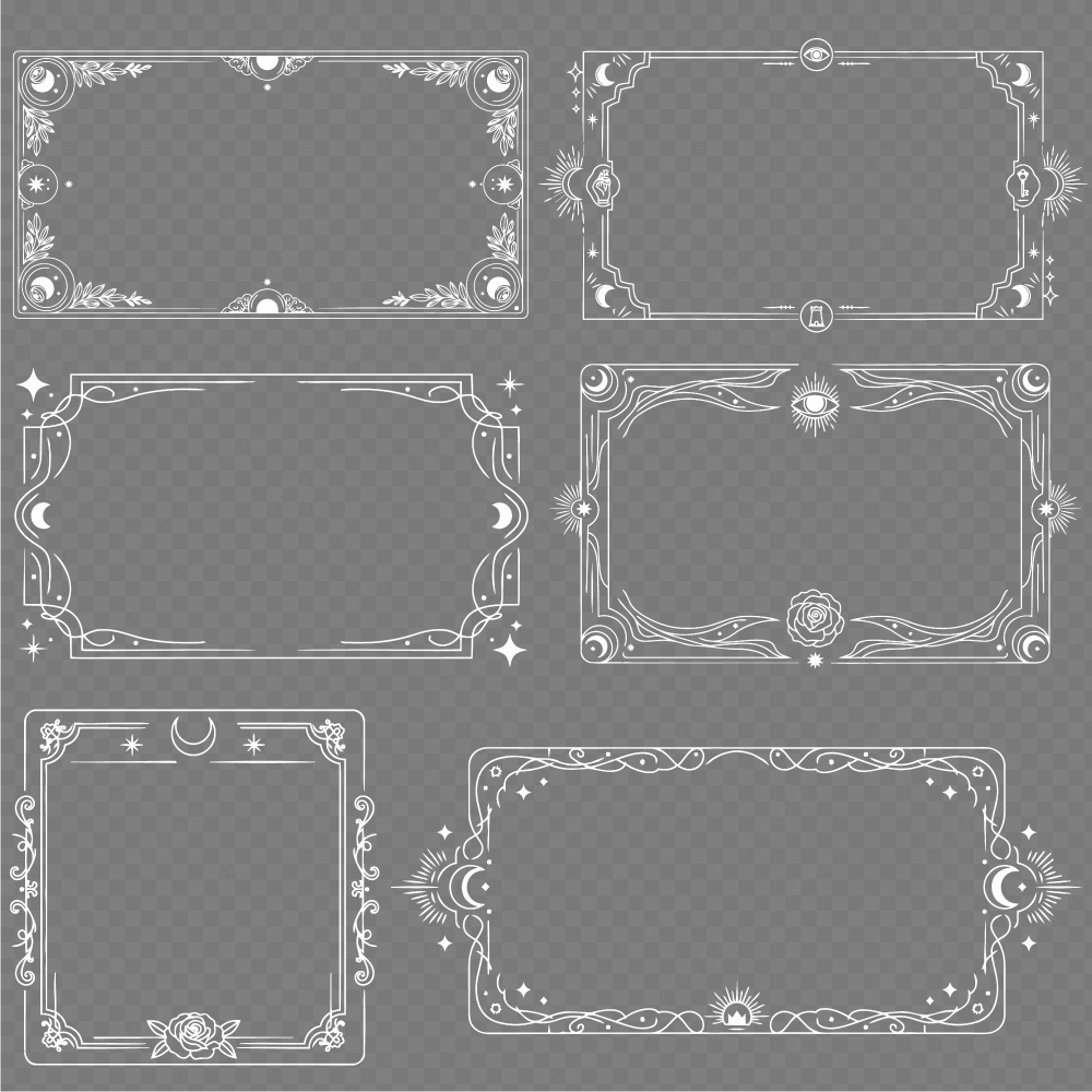 神秘的なタロットモチーフのフレーム100パターン / 4色セット