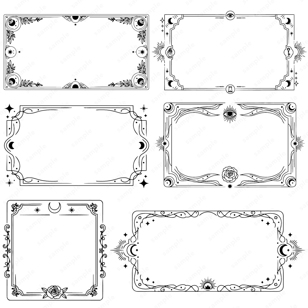 神秘的なタロットモチーフのフレーム100パターン / 4色セット