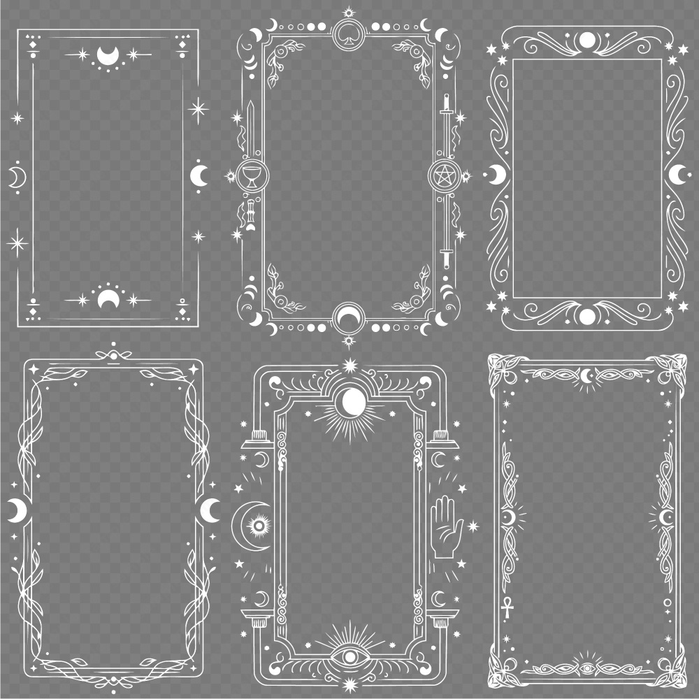 神秘的なタロットモチーフのフレーム100パターン / 4色セット