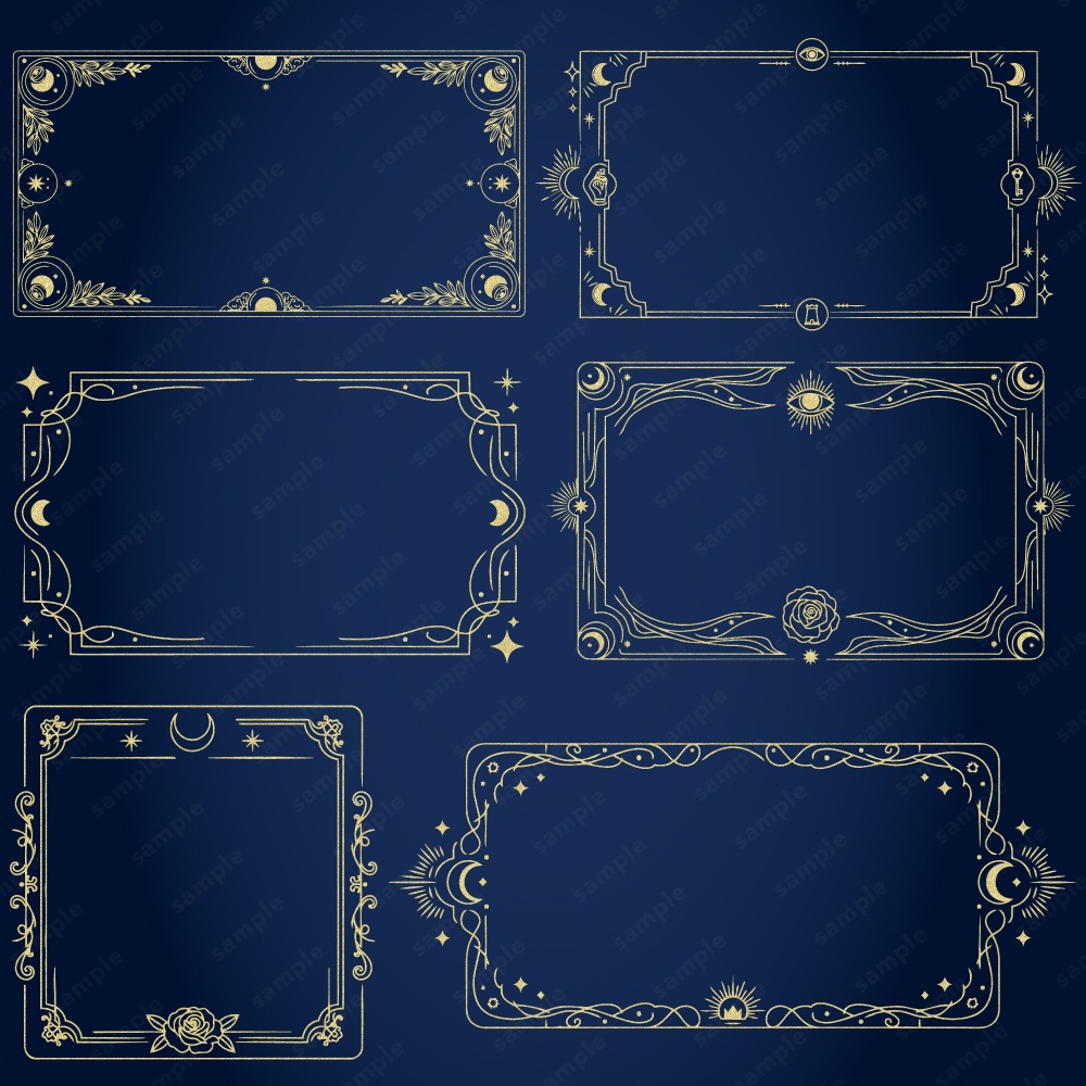 神秘的なタロットモチーフのフレーム100パターン / 4色セット