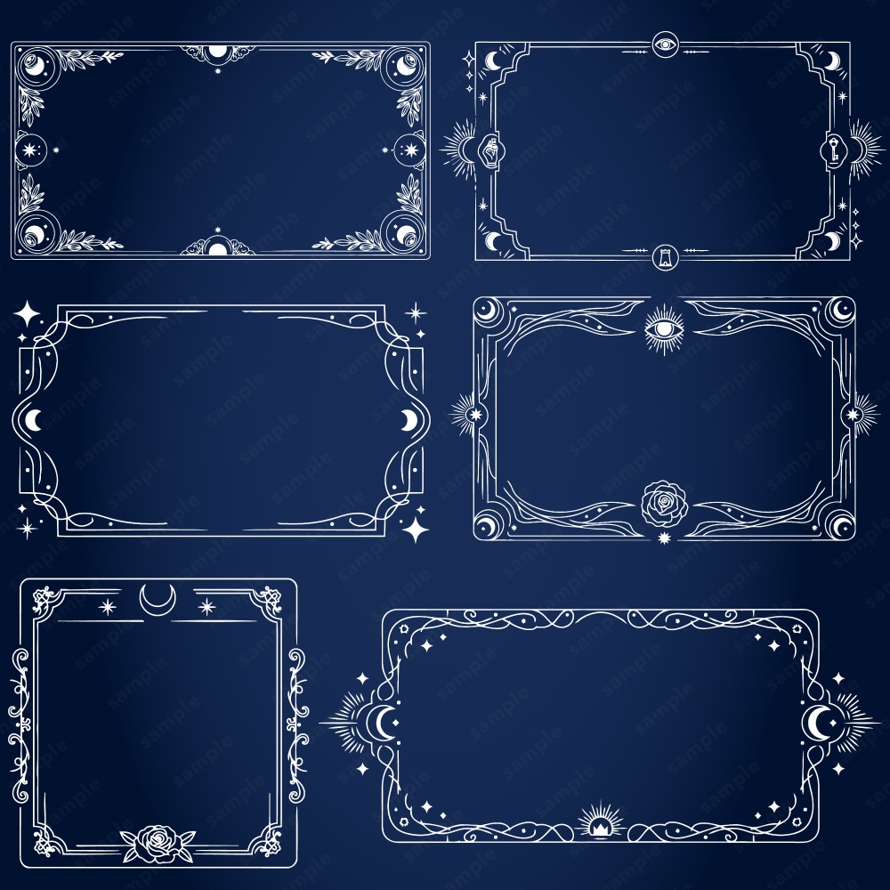 神秘的なタロットモチーフのフレーム100パターン / 4色セット
