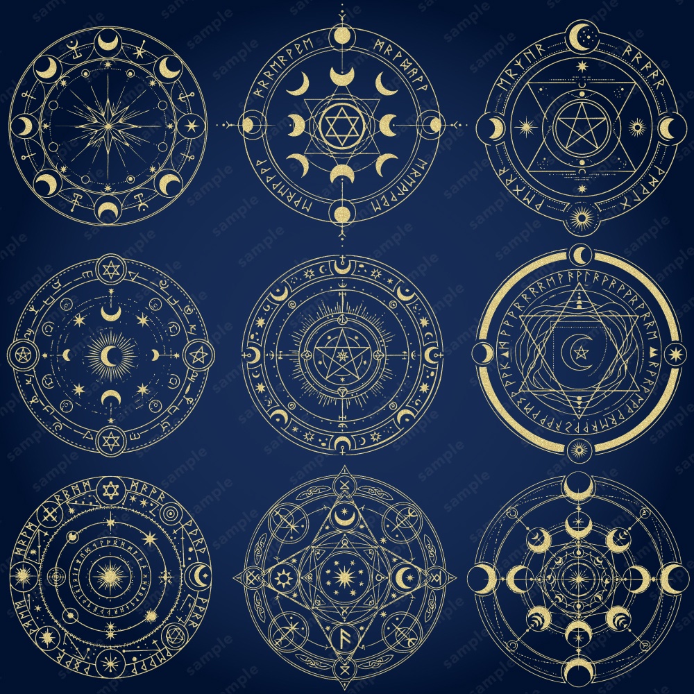 神秘的な魔法陣のイラスト84パターン / 4色セット