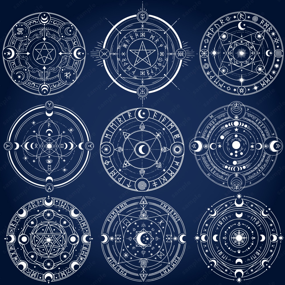 神秘的な魔法陣のイラスト84パターン / 4色セット