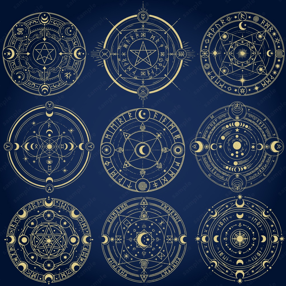 神秘的な魔法陣のイラスト84パターン / 4色セット