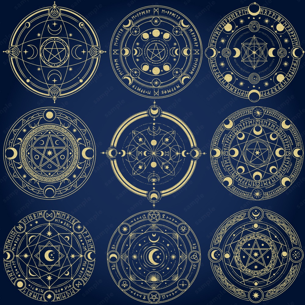 神秘的な魔法陣のイラスト84パターン / 4色セット