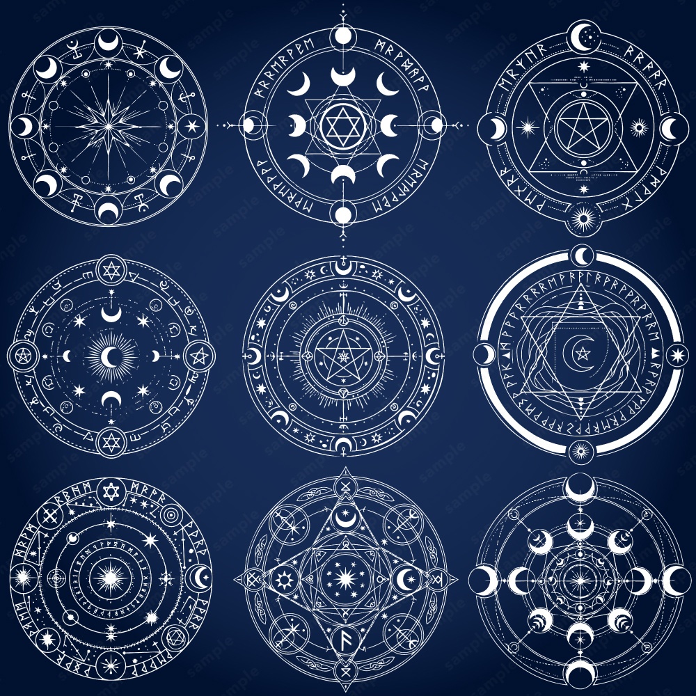 神秘的な魔法陣のイラスト84パターン / 4色セット