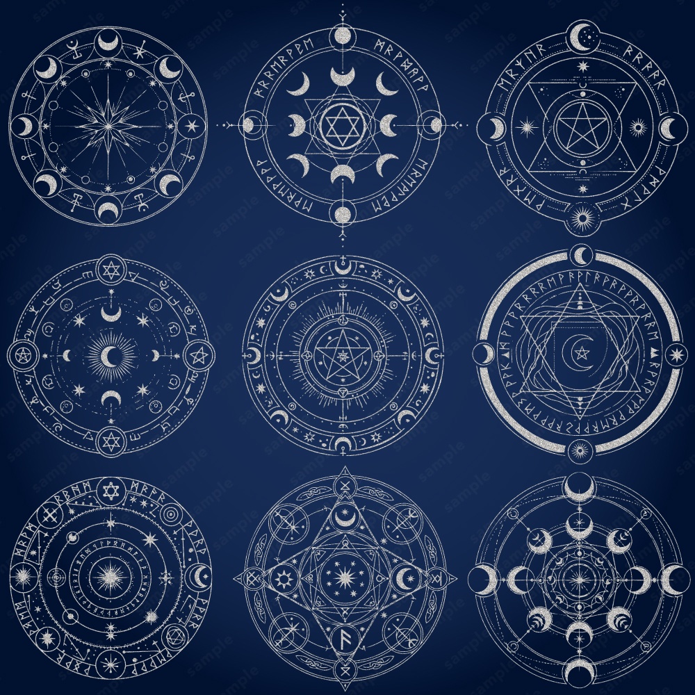 神秘的な魔法陣のイラスト84パターン / 4色セット