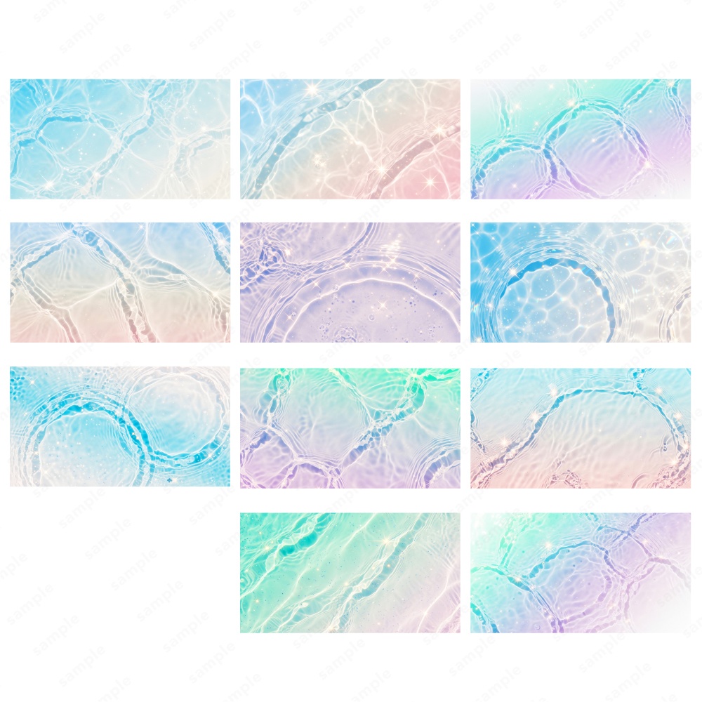 【背景素材】キラキラ透明感の幻想的な水面テクスチャ50枚セット